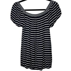 Striped Navy and White Women's Top
